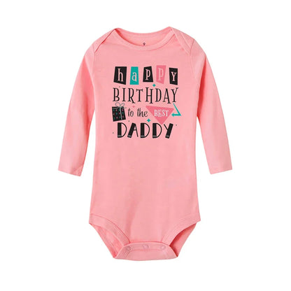 Baby Rompers Happy Birthday to the Dad Print Infant Bodysuit Boys Girls Clothes Daddy Birthday Present Jumpsuit Toddler Outfits