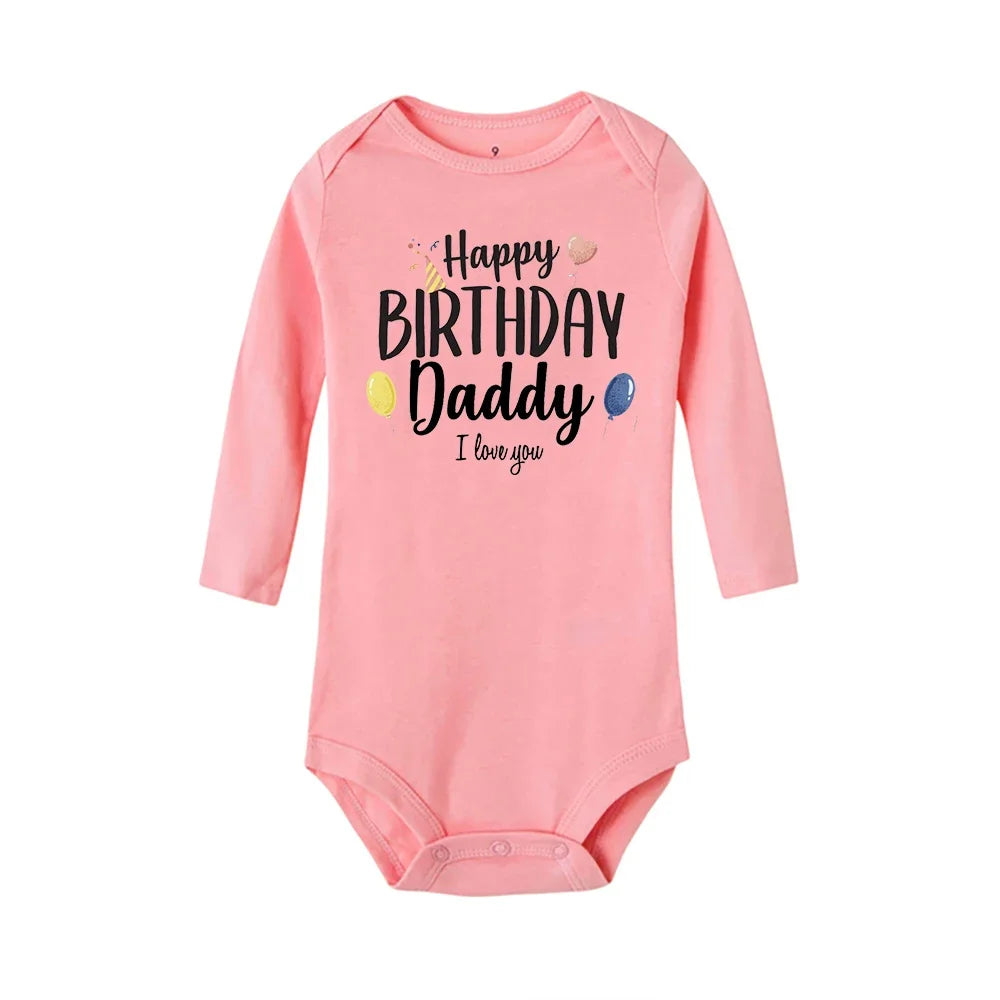 Baby Rompers Happy Birthday to the Dad Print Infant Bodysuit Boys Girls Clothes Daddy Birthday Present Jumpsuit Toddler Outfits