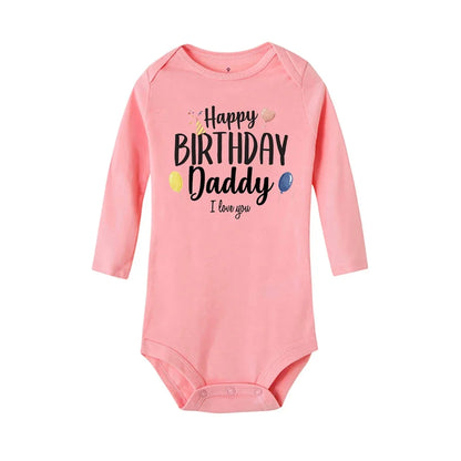 Baby Rompers Happy Birthday to the Dad Print Infant Bodysuit Boys Girls Clothes Daddy Birthday Present Jumpsuit Toddler Outfits