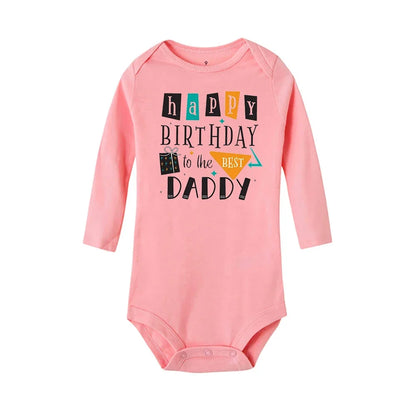 Baby Rompers Happy Birthday to the Dad Print Infant Bodysuit Boys Girls Clothes Daddy Birthday Present Jumpsuit Toddler Outfits