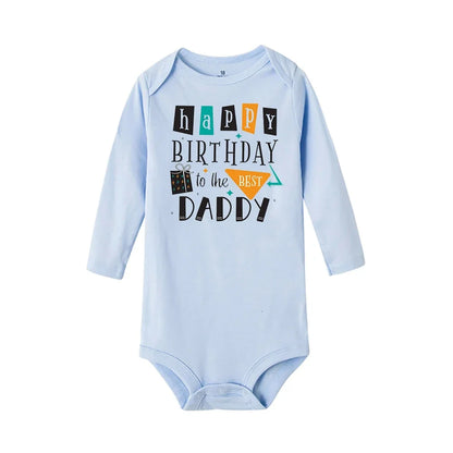 Baby Rompers Happy Birthday to the Dad Print Infant Bodysuit Boys Girls Clothes Daddy Birthday Present Jumpsuit Toddler Outfits