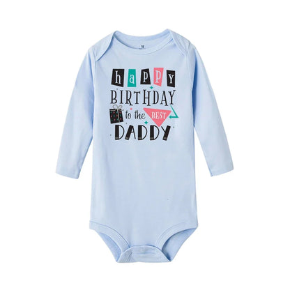 Baby Rompers Happy Birthday to the Dad Print Infant Bodysuit Boys Girls Clothes Daddy Birthday Present Jumpsuit Toddler Outfits