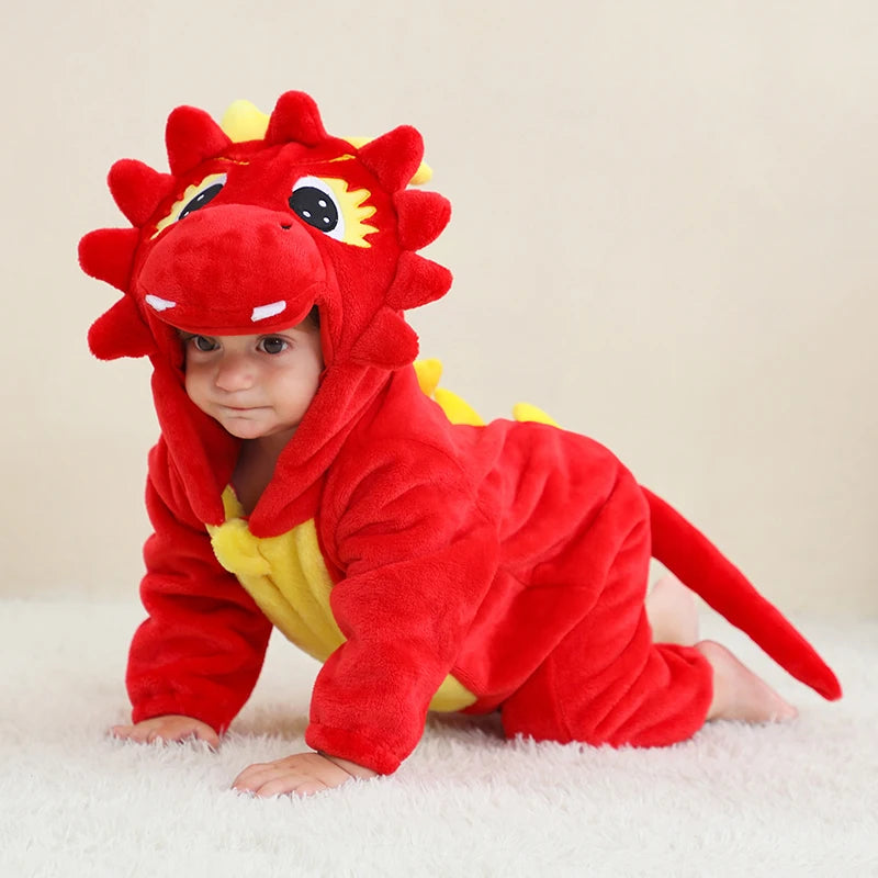 Red Dinosaur Costumes Newborn Baby Rompers Toddler Cosplay Clothes Kigurumi Boy Girls Pajamas Animal Cute Romper Unicorn Onesies