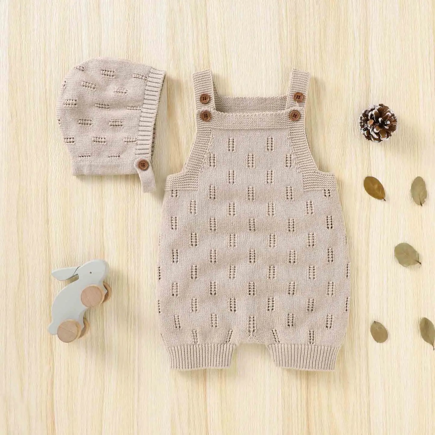 Newborn Baby Rompers Hats Clothes Sets Autumn Winter Solid Knitted Infants Kids Boy Girl Sweaters Jumpsuits Outfits 2Pc Knitwear