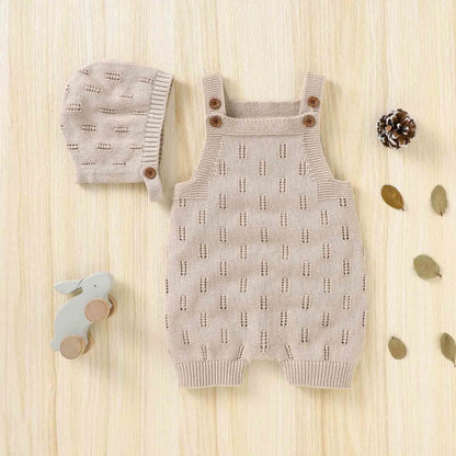 Newborn Baby Rompers Hats Clothes Sets Autumn Winter Solid Knitted Infants Kids Boy Girl Sweaters Jumpsuits Outfits 2Pc Knitwear