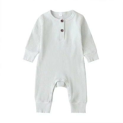 Summer Unisex Newborn Baby Clothes Solid Color Baby Rompers Cotton Long Sleeve Toddler Romper Infant Clothing 3-18 Months