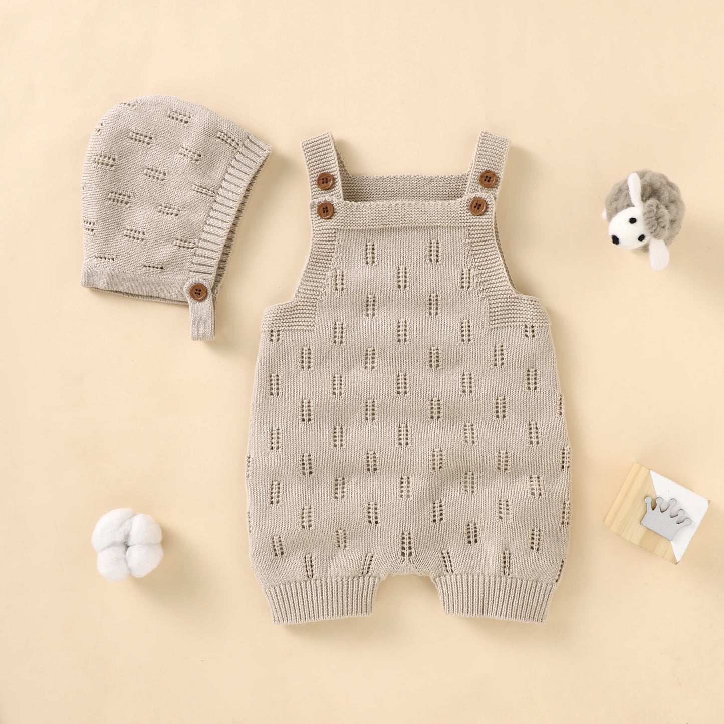 Newborn Baby Rompers Hats Clothes Sets Autumn Winter Solid Knitted Infants Kids Boy Girl Sweaters Jumpsuits Outfits 2Pc Knitwear