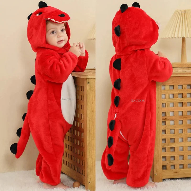 Red Dinosaur Costumes Newborn Baby Rompers Toddler Cosplay Clothes Kigurumi Boy Girls Pajamas Animal Cute Romper Unicorn Onesies